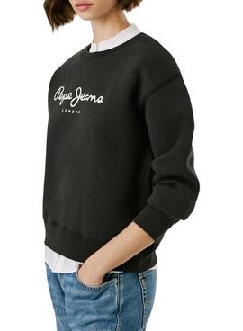 Sweat Pepe Jeans Baddy col rond noir pour femme