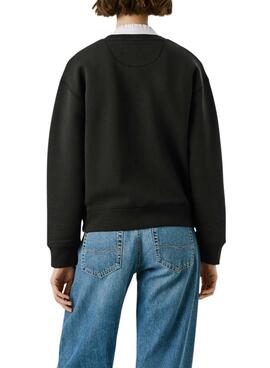 Sweat Pepe Jeans Baddy col rond noir pour femme