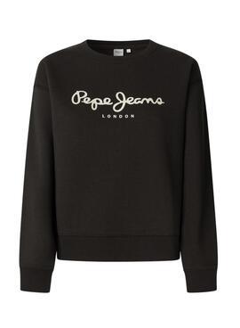 Sweat Pepe Jeans Baddy col rond noir pour femme