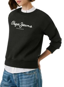 Sweat Pepe Jeans Baddy col rond noir pour femme
