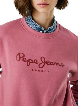 Sweat Pepe Jeans Baddy col rond rose pour femme