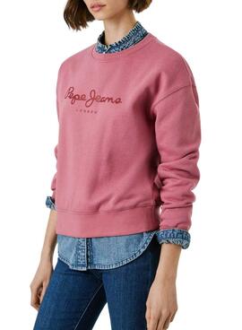 Sweat Pepe Jeans Baddy col rond rose pour femme