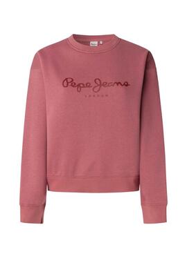 Sweat Pepe Jeans Baddy col rond rose pour femme