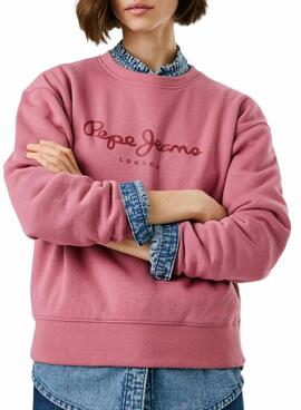 Sweat Pepe Jeans Baddy col rond rose pour femme