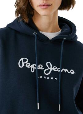 Sweat Pepe Jeans Baddy à capuche marine pour femme