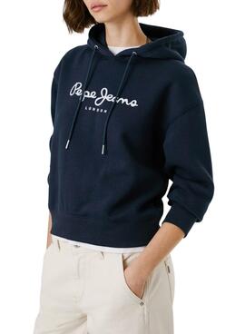Sweat Pepe Jeans Baddy à capuche marine pour femme