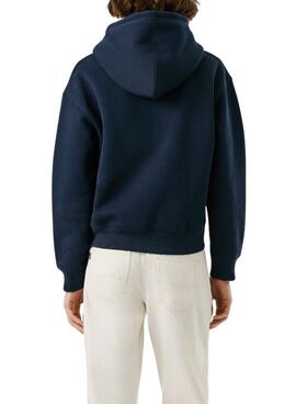Sweat Pepe Jeans Baddy à capuche marine pour femme