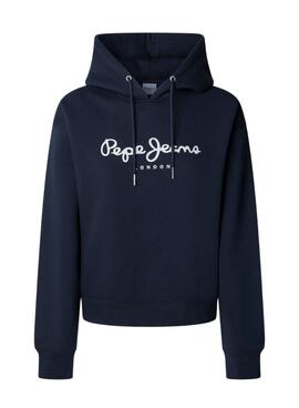 Sweat Pepe Jeans Baddy à capuche marine pour femme