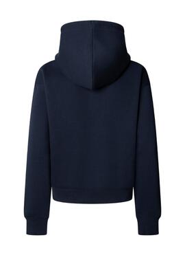 Sweat Pepe Jeans Baddy à capuche marine pour femme