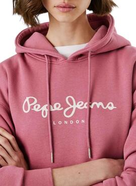 Sweat à capuche rose pour femme Pepe Jeans Baddy.