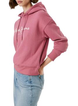 Sweat à capuche rose pour femme Pepe Jeans Baddy.