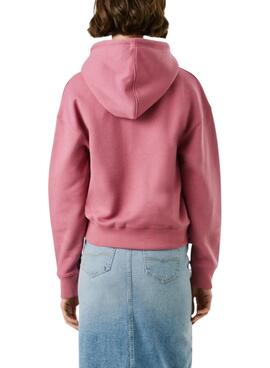 Sweat à capuche rose pour femme Pepe Jeans Baddy.