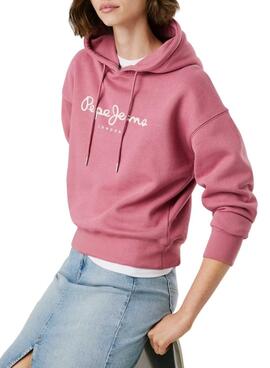 Sweat à capuche rose pour femme Pepe Jeans Baddy.