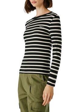 Maillot Pepe Jeans Bani à rayures côtelées noir pour femme