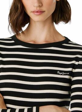 Maillot Pepe Jeans Bani à rayures côtelées noir pour femme