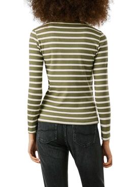 Maillot Pepe Jeans Bani côtelé à rayures vert pour femme