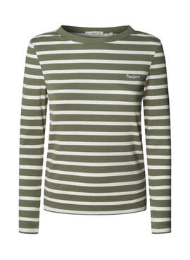 Maillot Pepe Jeans Bani côtelé à rayures vert pour femme