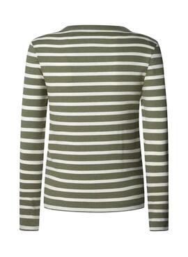 Maillot Pepe Jeans Bani côtelé à rayures vert pour femme