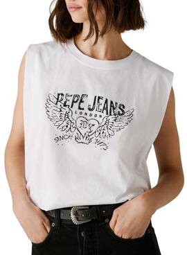 T-shirt Pepe Jeans Bertha blanc pour femme