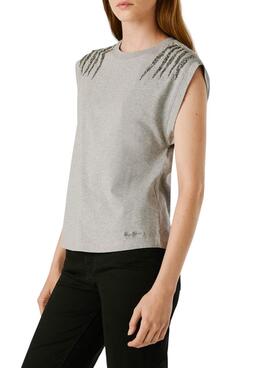 T-shirt Pepe Jeans Barry gris pour femme