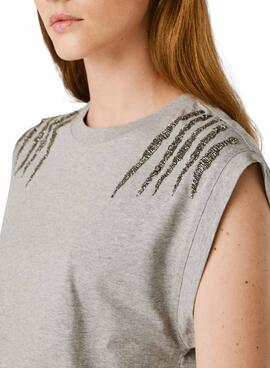 T-shirt Pepe Jeans Barry gris pour femme