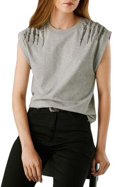 T-shirt Pepe Jeans Barry gris pour femme