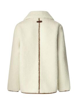Veste en peau lainée beige pour femme Pepe Jeans Truth.