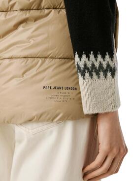 Veste matelassée beige imperméable pour femme de la marque Pepe Jeans.