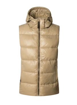 Veste matelassée beige imperméable pour femme de la marque Pepe Jeans.