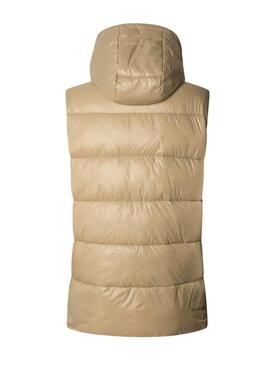 Veste matelassée beige imperméable pour femme de la marque Pepe Jeans.