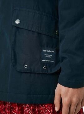 Veste Pepe Jeans Tess marine imperméable pour femme