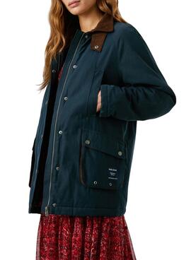 Veste Pepe Jeans Tess marine imperméable pour femme