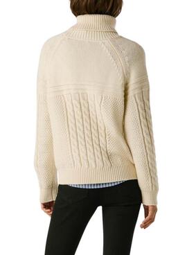 Maillot Pepe Jeans Caresse tressé beige pour femme