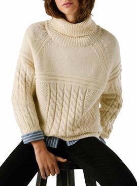 Maillot Pepe Jeans Caresse tressé beige pour femme
