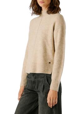 Maillot Pepe Jeans Cecil col Perkins beige pour femme
