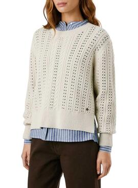 Maillot Pepe Jeans Candide beige ajouré pour femme