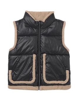 Gilet Mayoral en peau lainée noire avec contrastes pour fille