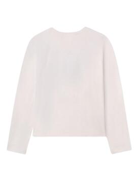 T-shirt Mayoral brodé paillettes blanc fille