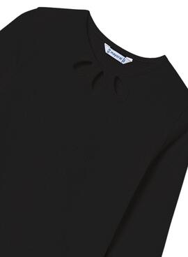 T-shirt Mayoral canalé cut out noir pour fille