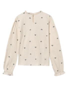 T-shirt Mayoral en punto de bambula beige para niña.