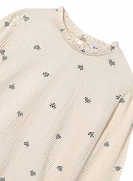 T-shirt Mayoral en punto de bambula beige para niña.