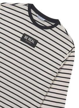 T-shirt Mayoral oversize à rayures noires pour fille