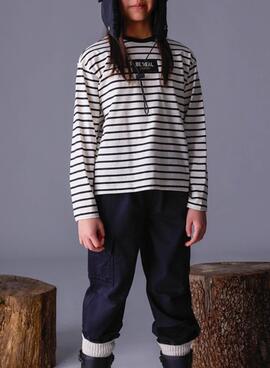 T-shirt Mayoral oversize à rayures noires pour fille
