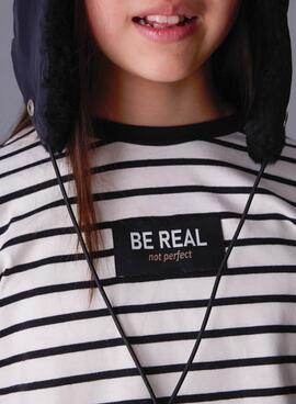 T-shirt Mayoral oversize à rayures noires pour fille