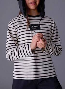 T-shirt Mayoral oversize à rayures noires pour fille
