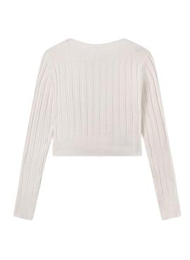 Maillot Mayoral détails côtelés beige pour fille