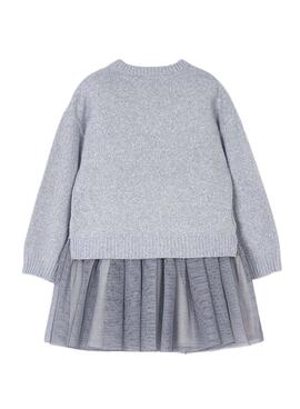Robe de maires tricotée grise pour fille