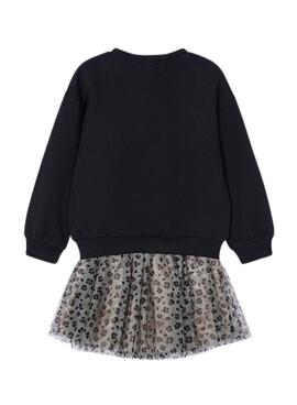 Ensemble jupe Mayoral en tulle et sweat-shirt noir pour fille.