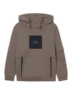 Sweat à capuche Mayoral marron contrasté pour garçon