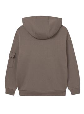 Sweat à capuche Mayoral marron contrasté pour garçon